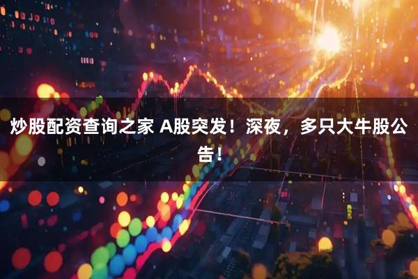 炒股配资查询之家 A股突发！深夜，多只大牛股公告！
